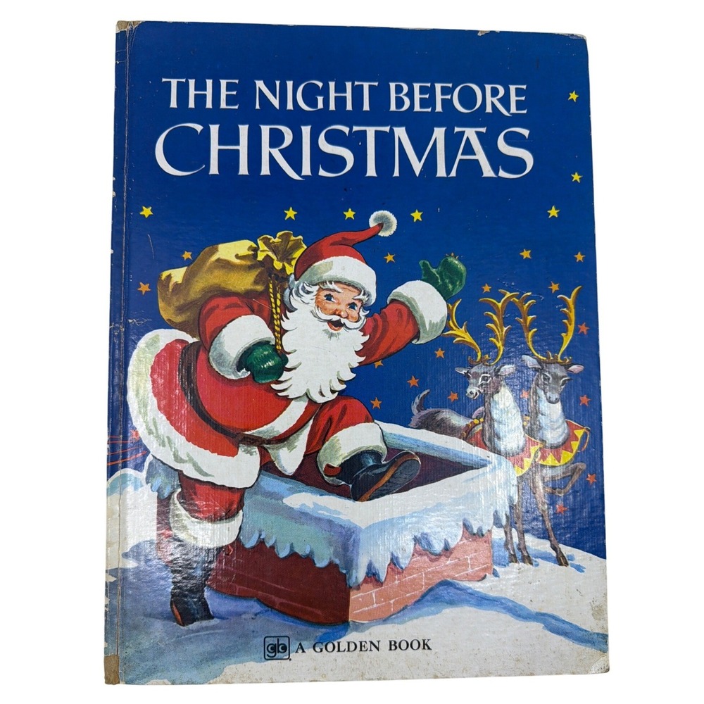 Golden Books The Night Before‎ Christmas Kids OS Blue Fair Vintage 1978 Printing